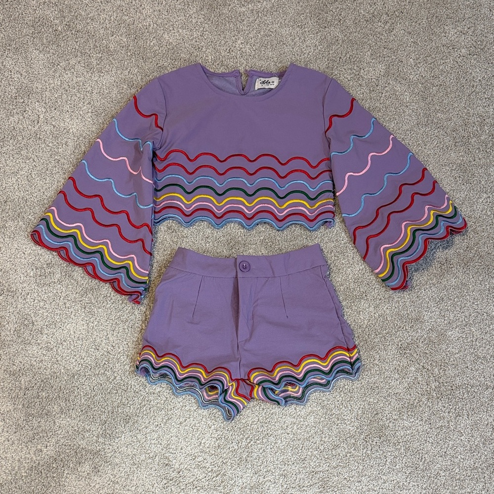 Lola + The Boys Purple Rainbow Kids Matching Set